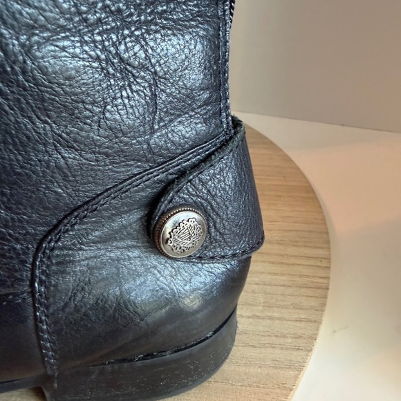 Arturo Chiang Women’s Black Leather Riding Boots Size 8M Zip Tall Silver Button - Picture 5 of 9